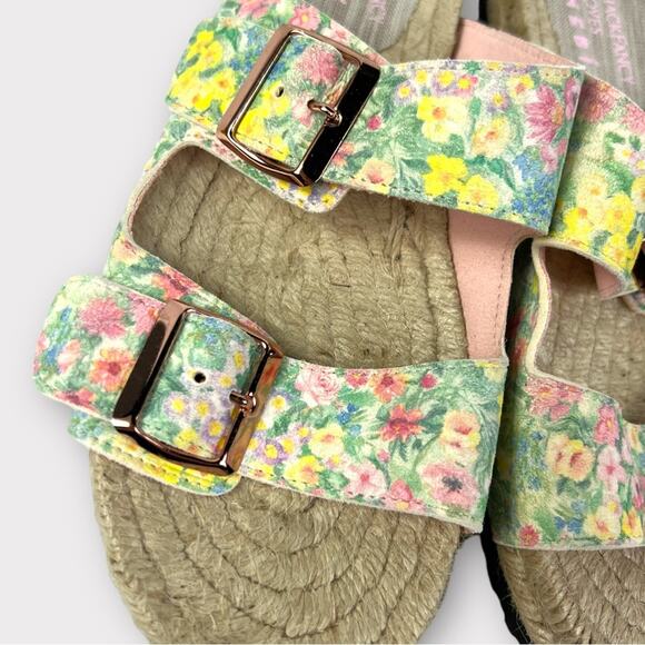 MANEBI X LoveShackFancy Nordic Floral Leather Espadrille Slide Sandals 41/US 11 - Picture 7 of 10